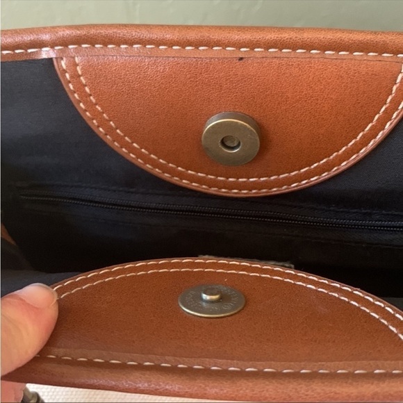 Coldwater Creek Cream Canvas Tweed Tote Bag Purse‎ and Butterfly Coin Purse - Picture 6 of 12